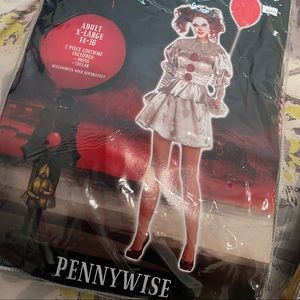 2 for 1 IT movie costumes Georgie (adult size) and Pennywise (XL). Minor stains.